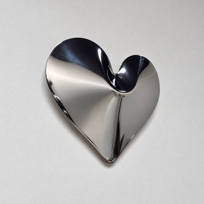 Amore Wall Sculpture — mirror-finish stainless steel heart wall decor by AERIS LIVING (view 3)