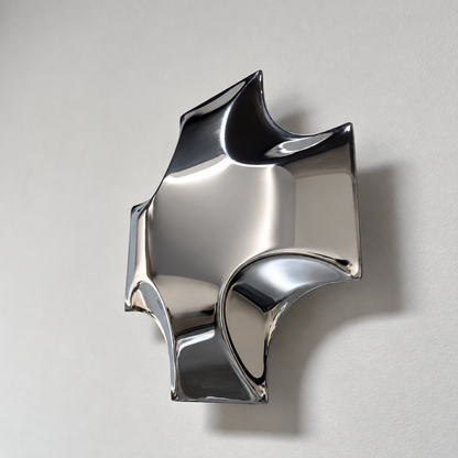 Quadra Wall Sculpture — mirror-finish stainless steel quatrefoil cross wall decor by AERIS LIVING (view 3)