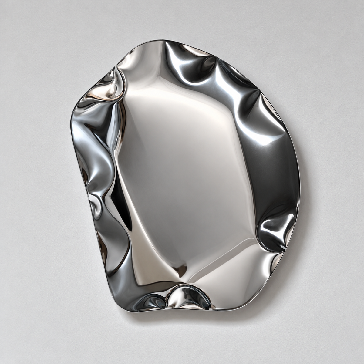 Ripple Wall Sculpture — mirror-finish stainless steel organic pebble wall decor by AERIS LIVING (view 3)