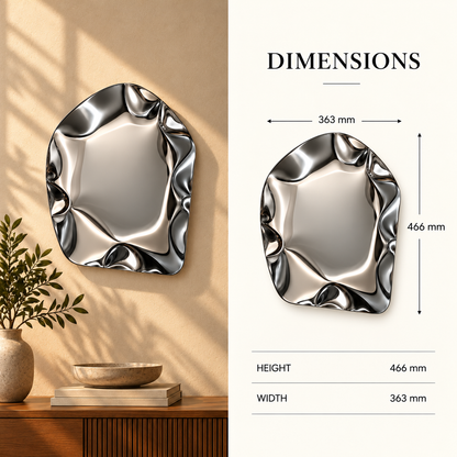 Ripple Wall Sculpture — mirror-finish stainless steel organic pebble wall decor by AERIS LIVING (view 6)